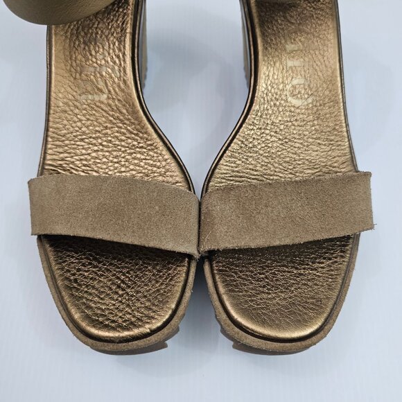 Pedro Garcia Fidelia Platform Wedge Sandal Womens EU 38.5 Brown Brass Suede - Picture 6 of 14